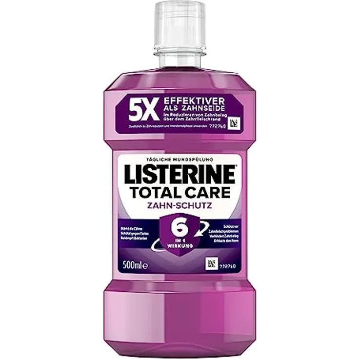 LISTERINE Total Care Zahn-Schutz (500 ml), schützende Mundspülung gegen Karies mit 6 in 1 Wirkung, Rundumschutz für starke Zähne