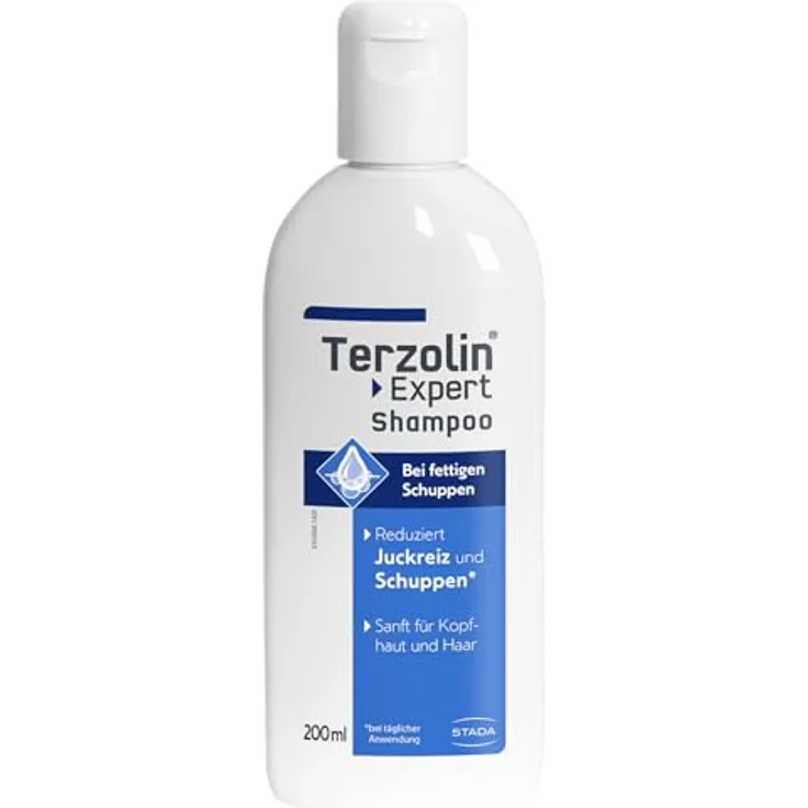 Terzolin Expert Shampoo gegen fettige Kopfhaut & Juckreiz, mit Crinipan PMC green, feuchtigkeitsspendend, 200 ml