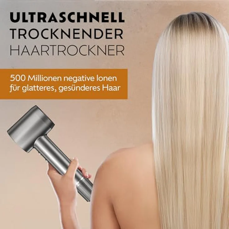 Ted Hilley Ionen Föhn mit Diffusor & High-Speed Motor, 5× schnellerer Haartrockner mit 5 Heizstufen, 2 Geschwindigkeiten, HD-Display, leicht & kompakt für Reisen – Bild 2