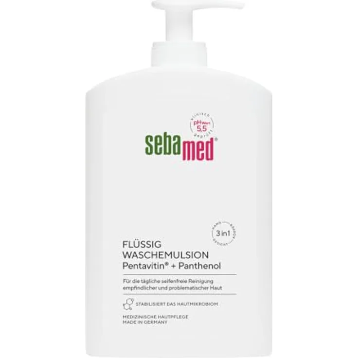 Sebamed Flüssig Wasch-Emulsion mit Spender 400 ml, seifenfreie Reinigung für empfindliche und problematische Haut, hilft gegen Reizungen und Austrocknung, zur Hand-, Gesichts- und Körperreinigung
