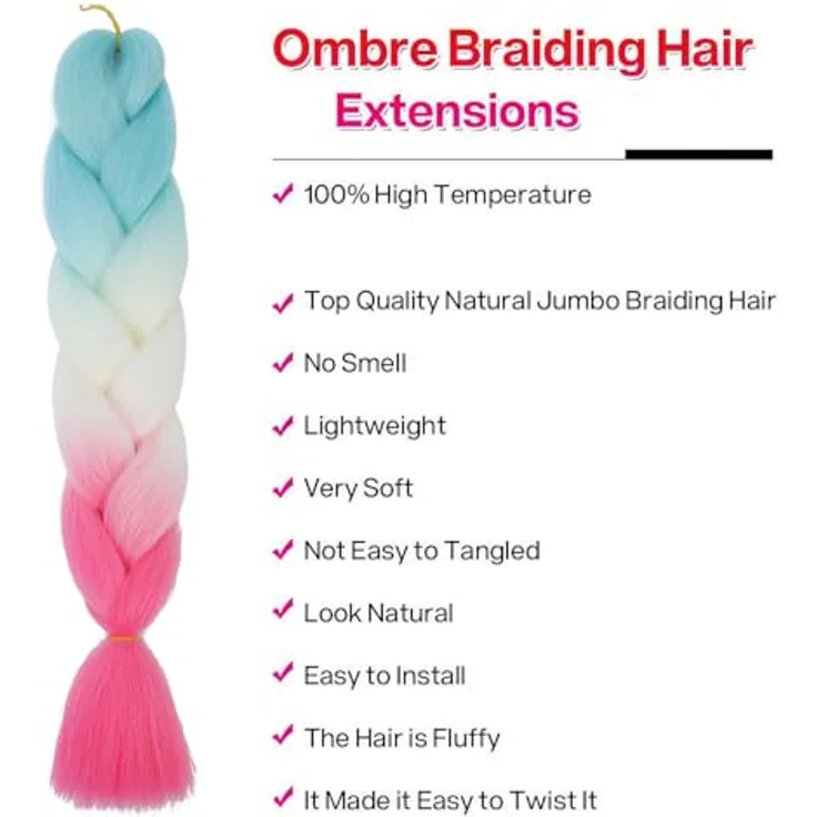 Shangxiu Ombre Braiding Hair, 24" Haarverlängerungen aus hitzebeständigem Kunsthaar, 300g, Jumbo Flechten für kreative Frisuren – Bild 3