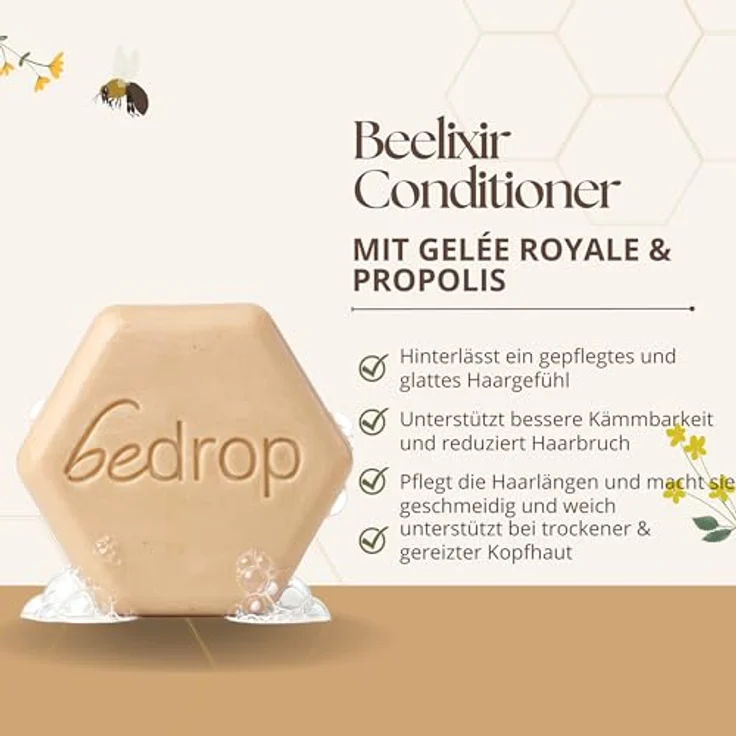 bedrop Beelixir Conditioner mit Gelée Royale & Propolis, 65g, fester Conditioner – Bild 2