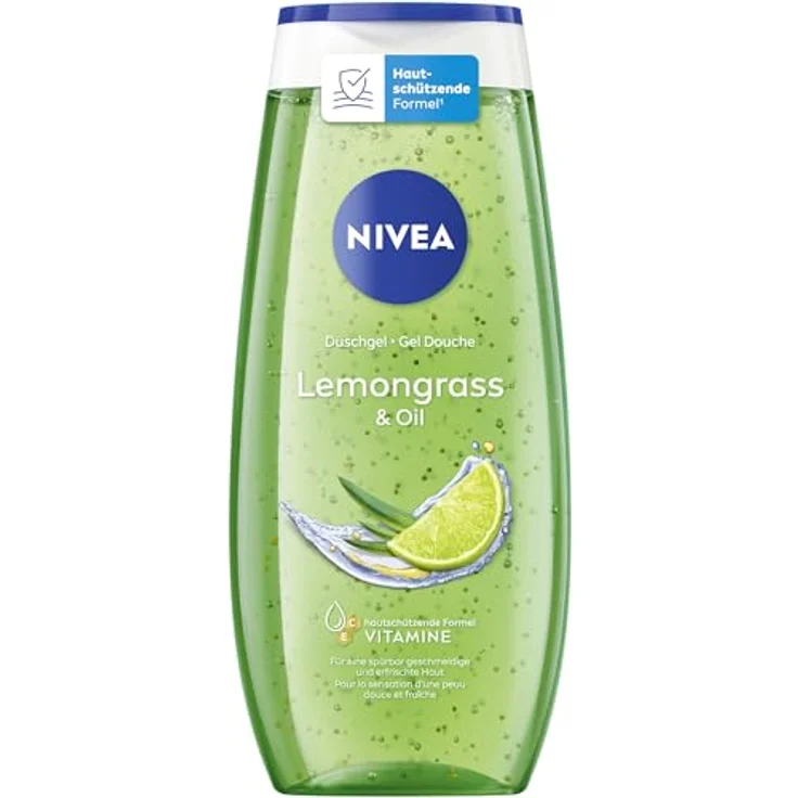 NIVEA Lemongrass & Oil Duschgel, pH-hautneutrale Pflege mit revitalisierendem Zitronengras-Duft und pflegenden Ölperlen, 250 ml – Bild 1