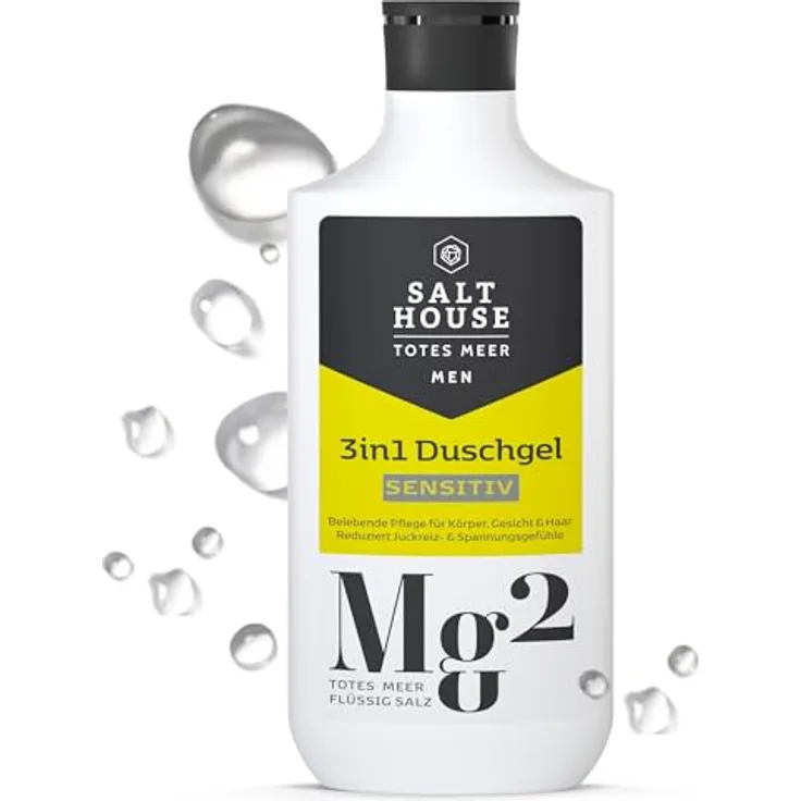 Salthouse Totes Meer Männer 3in1 Duschgel Sensitiv, für Körper, Gesicht & Haar, feuchtigkeitsspendend mit Panthenol & Algenextrakt, dermatologisch getestet, 250 ml