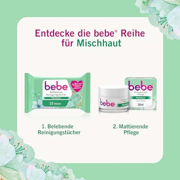 bebe Mattierende Pflege (50ml) für Mischhaut, 24h Feuchtigkeit, mit grünem Tee, vegane Formel – Bild 5