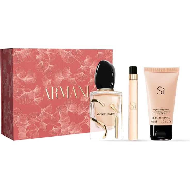 Armani Sì Geschenkset für Damen, Eau de Parfum 50 ml & Bodylotion 50 ml, inklusive Mini-Duft 10 ml, blumige Noten