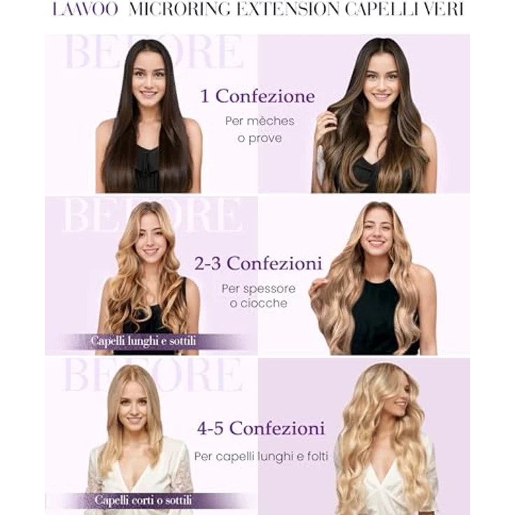 LaaVoo Blond Echthaar Extensions Microrings 1g/s, Platinblond 55cm, wiederverwendbar, hitzestyling-fähig, 50g – Bild 5