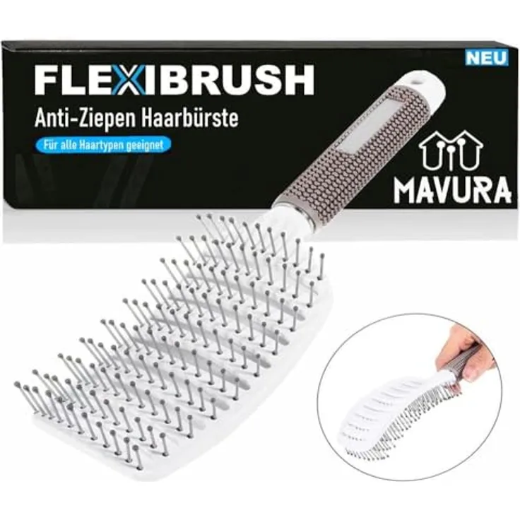 FLEXIBRUSH Profi Haarbürste ohne Ziepen Entwirrbürste Kammbürste, für Damen, Herren & Kinder, entwirren Bürste Anti Tangle Detangler Kamm