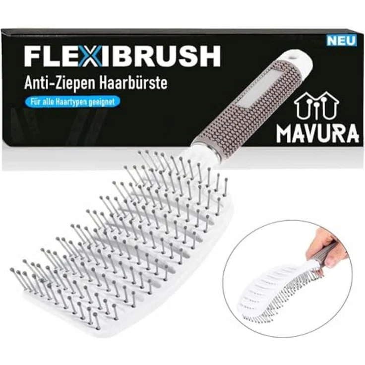 FLEXIBRUSH Profi Haarbürste ohne Ziepen Entwirrbürste Kammbürste, für Damen, Herren & Kinder, entwirren Bürste Anti Tangle Detangler Kamm – Bild 1