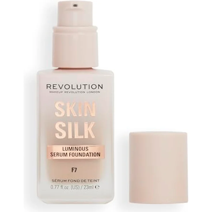 Makeup Revolution Skin Silk Serum Foundation, leichtes Make-up mit aufhellender Wirkung, Farbton F7, 23 ml – Bild 1