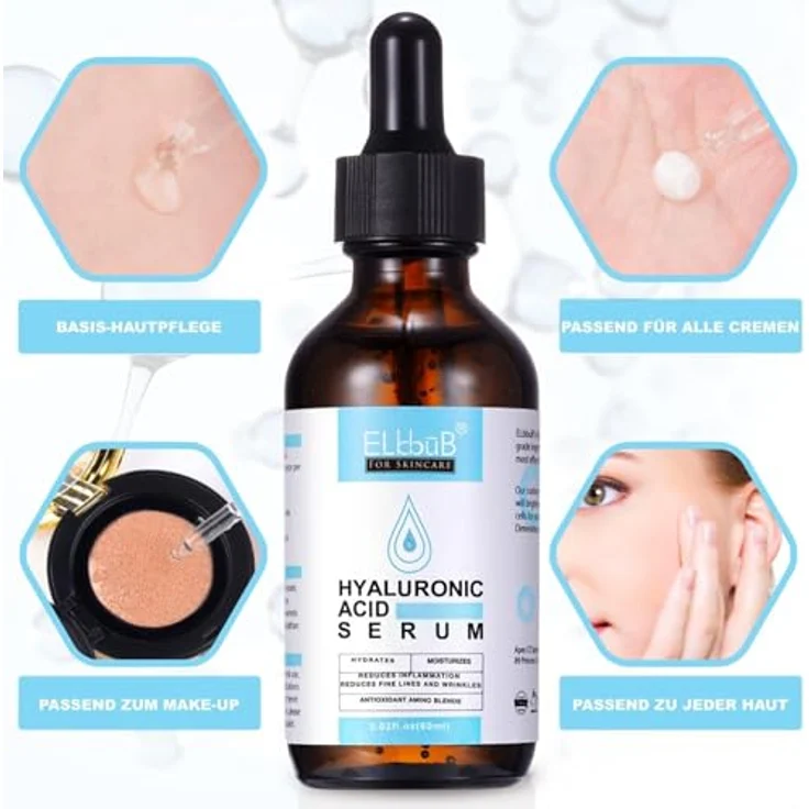P-Beauty Cosmetic Accessories Gesichtsserum mit Hyaluronsäure, Bio & Vegan, 60ml, intensiv feuchtigkeitsspendend, für alle Hauttypen – Bild 6
