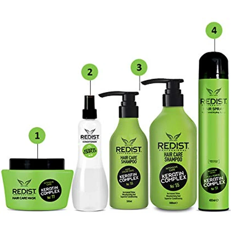 Redist Keratin Hair Care Shampoo 500ml | Haar-Shampoo mit Keratin| Intensiv reparierendes Shampoo | spendet Feuchtigkeit |gegen sprödes-trockenes-strapaziertes-Haar | Intensive Care | Anti-Frizz – Bild 2