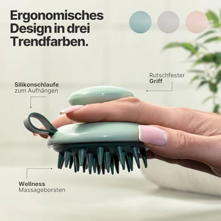IMPERIO Shampoo-Massagebürste für Tiefenreinigung und Haarwachstum, Silikonborsten – Bild 7