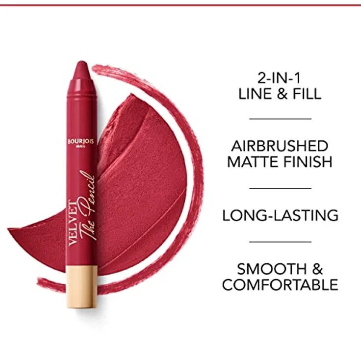 Bourjois Velvet the Pencil, dünner Lippenstift mit Matt-Effekt, Farbton 08 Rouge Di'vin, 1,8 g – Bild 4