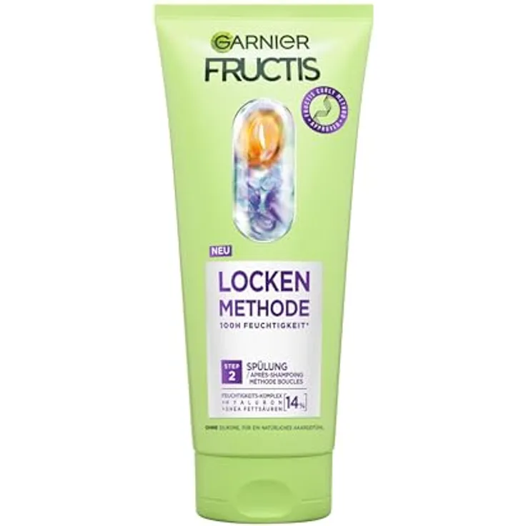 GARNIER Fructis Locken Methode Spülung, silikonfreier Conditioner für seidige Locken, 200 ml