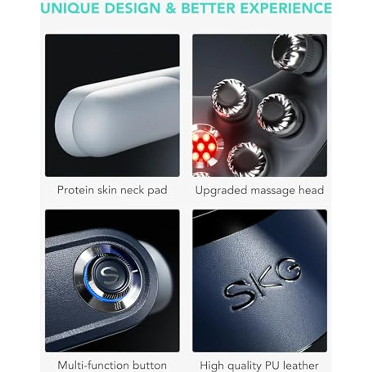 SKG G7 Pro Fold, faltbares Nackenmassagegerät mit 9-Kopf-Vibrationsmassage, Wärmefunktion und APP-Steuerung, kabellos tragbar, nur 270g – Bild 5