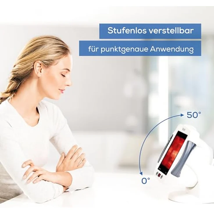 Beurer IL 50 Infrarot-Wärmestrahler, Medizinprodukt mit 300 Watt, stufenlos verstellbarem Schirm, Weiß, für Erkältung und Muskelverspannung – Bild 5