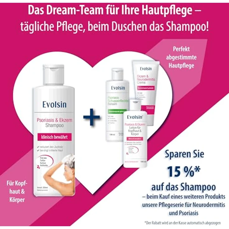 Evolsin Psoriasis & Ekzem Shampoo, 250 ml - Speziell für empfindliche Kopfhaut – Bild 7
