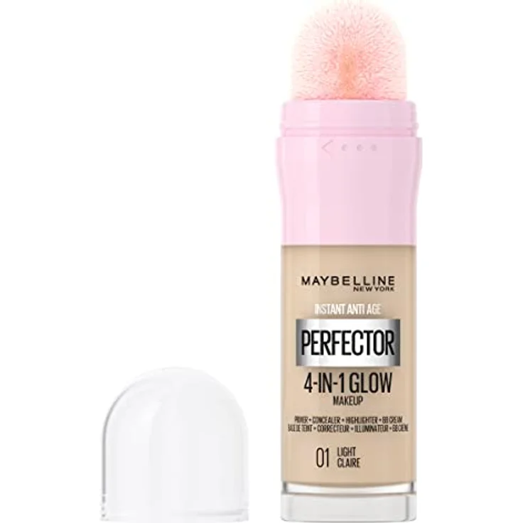 Maybelline New York 4-in-1 Make Up mit Concealer, BB Cream, Highlighter und Primer, für einen perfekten Teint, Foundation mit leichter Deckkraft, Instant Perfector Glow, Nr. 01 Light, 20 ml – Bild 3