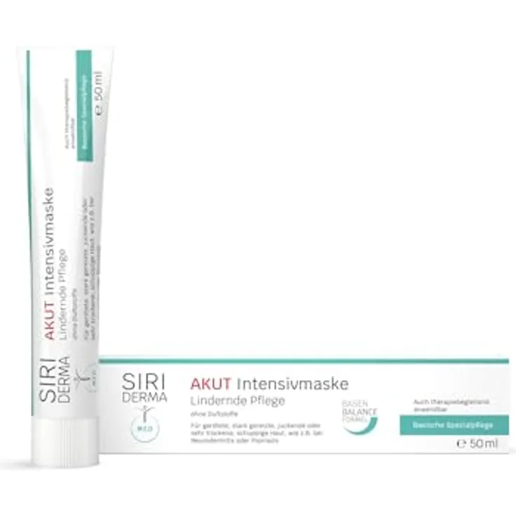SIRIDERMA AKUT Intensivmaske | Akutpflege mit Zink für sehr trockene oder gereizte Haut | Bei Neurodermitis, Psoriasis | Ohne Parfum, 50 ml