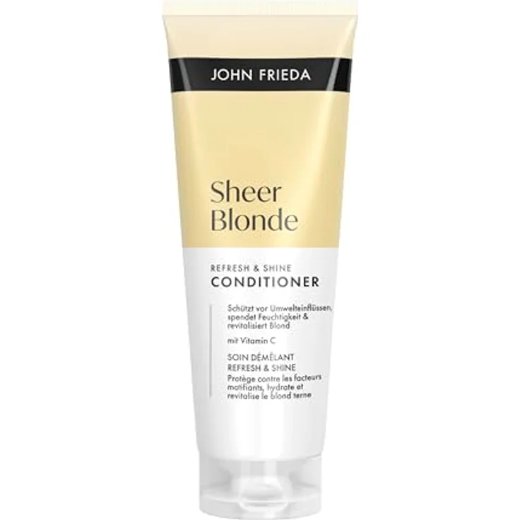 John Frieda Sheer Blonde Refresh & Shine Conditioner, 250ml für natürlich blondes und blond gefärbtes Haar, feuchtigkeitsspendend und revitalisierend, silikonfrei, vegane Formel – Bild 1