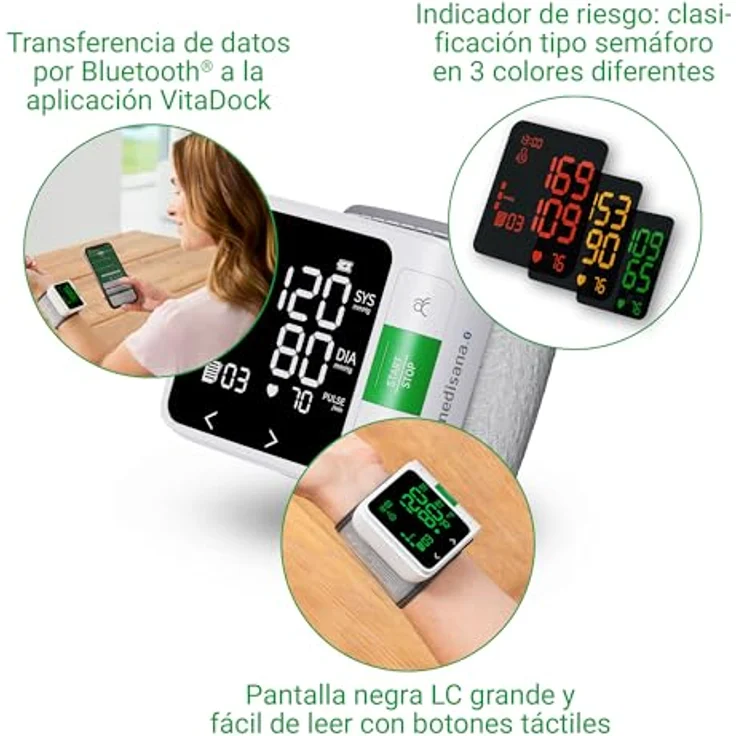 Medisana BW 360 connect Handgelenk-Blutdruckmessgerät, Blutdruck- und Pulsmesser mit Bluetooth App, Ampel-Skala, 398 Speicherplätzen und Arrhythmie-Anzeige – Bild 4