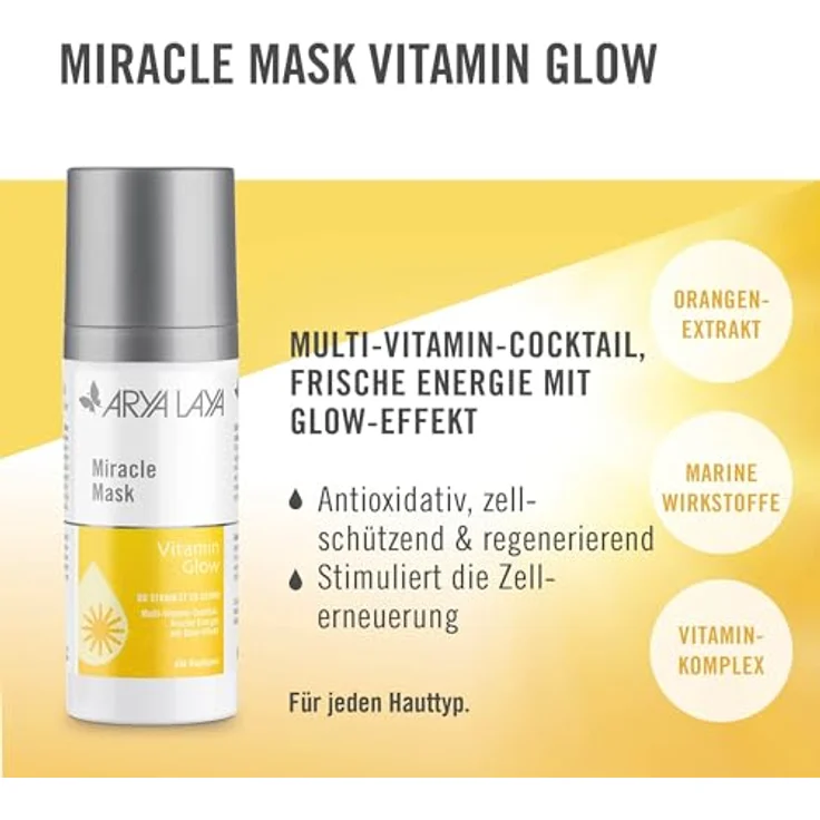 ARYA LAYA Miracle Mask Trio, 3 x 30 ml: Pflegende Gesichtsmasken im Set für alle Hauttypen mit Glow-Effekt, Glättungs-Effekt & Beruhigungs-Effekt – Bild 2