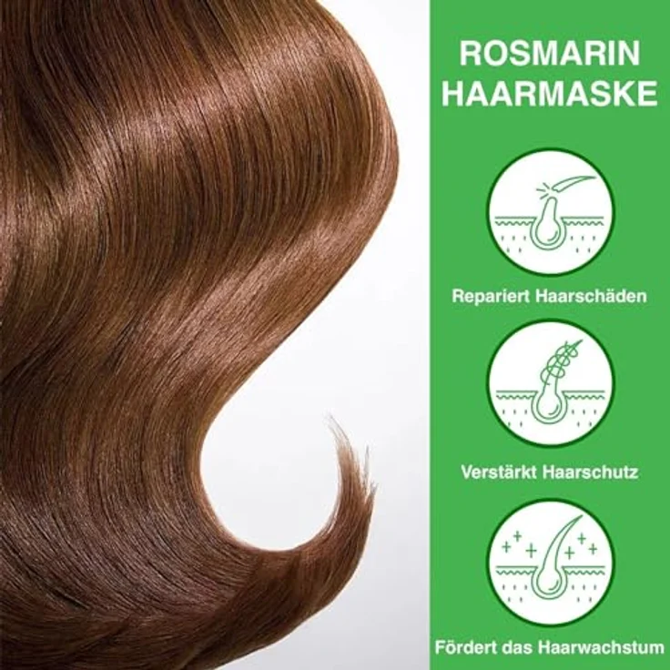 P-Beauty Rosmarin Haarmaske Set 3x60g - Intensive Haarkur für trockenes, krauses & gefärbtes Haar | Bio & vegan, Anti-Spliss, nährend und hydratisierend – Bild 3