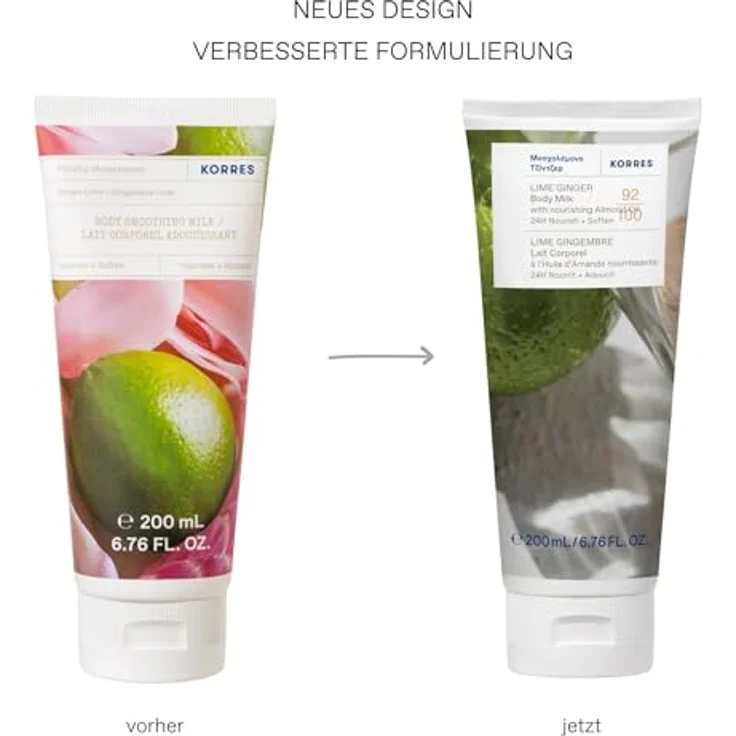 Korres Ginger Lime, pflegende Körpermilch mit 92% natürlichen Inhaltsstoffen, 200 ml – Bild 3