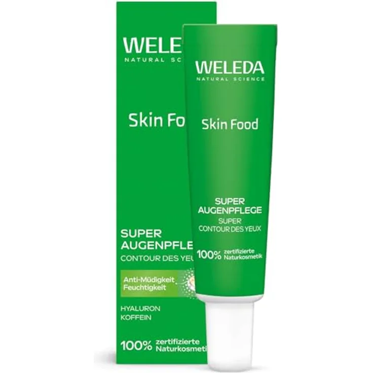 Weleda Bio Skin Food Super Augenpflege, Augencreme mit Koffein, Hyaluronsäure & Phytosqualan, reduziert Augenringe und Schwellungen, vegan, 12ml