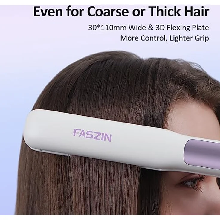 Faszin Titan Haarglätter, 15 Sekunden schnelles Aufheizen, negative Ionen, breite Platten für dickes und feines Haar – Bild 5