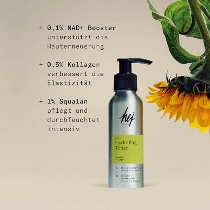 Hej Organic Gesichtswasser Milky Hydrating Toner, 100 ml mit NAD+Booster & ProRenew Complex für reifere Haut, langanhaltende Hydration – Bild 2