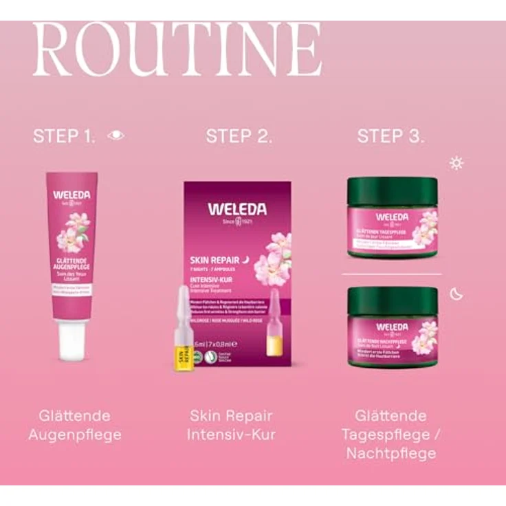 WELEDA Skin Repair Intensiv Kur Wildrose - Naturkosmetik regeneriert Hautbarriere, 7 Tage Kur für sichtbar glattere Haut (vegan, 7x 0,8ml) – Bild 5