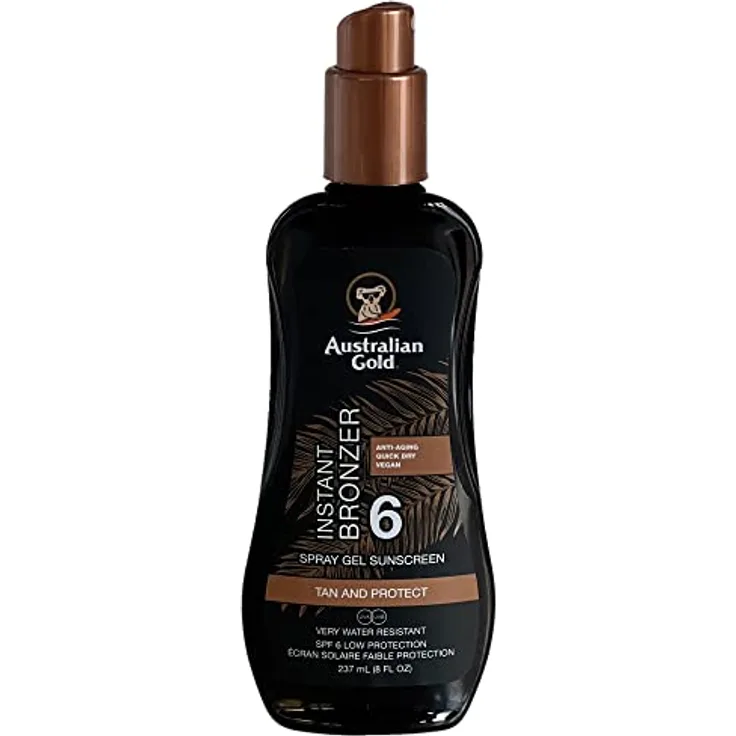 Australian Gold SPF6 Zonnebrand Spray Gel + Bronzer - 237 ml, mit Benufilter für hydratisierte Haut in der Sonne