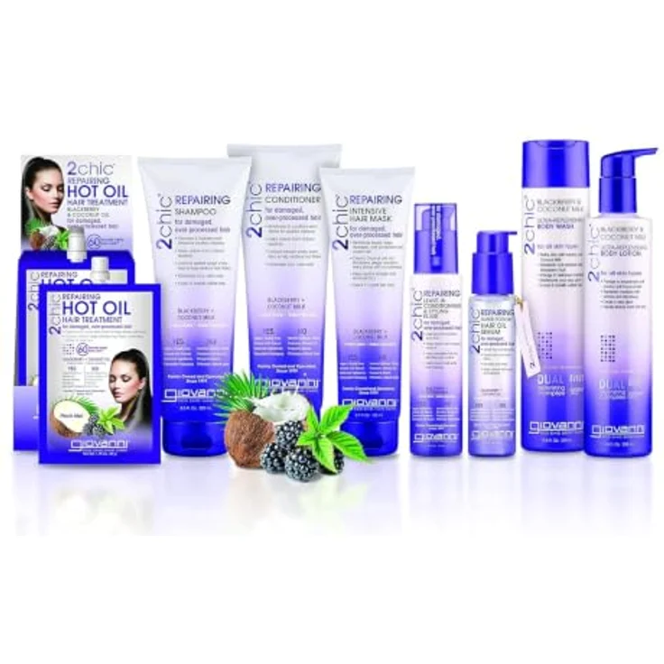 Giovanni 2chic Repairing Leave-in Conditioning & Styling Elixir, 118 ml, für beschädigtes und trockenes Haar, Anti-Frizz, mit Brombeeren und Kokosnuss – Bild 5