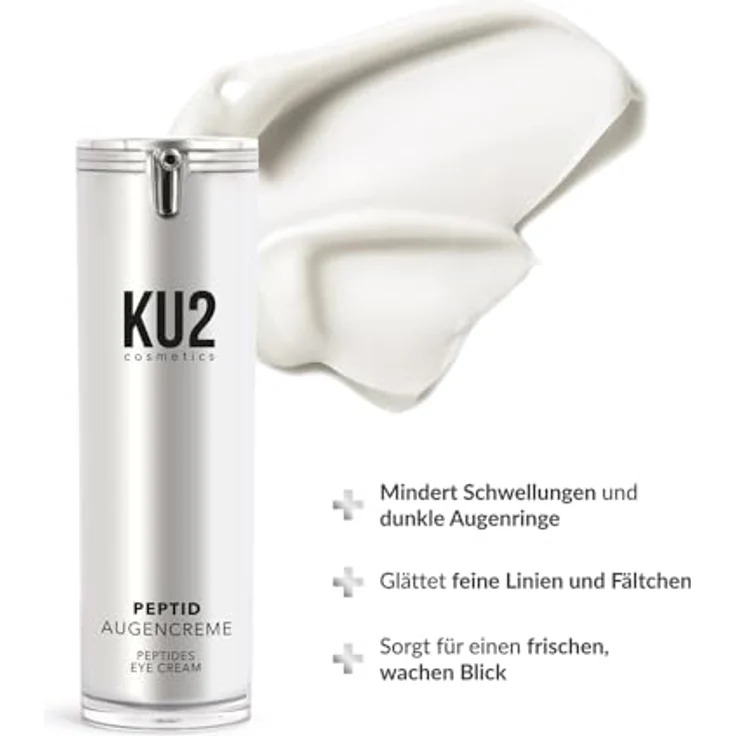 KU2 Cosmetics Peptid Augencreme, Anti-Aging Augenpflege mit Peptiden, gegen Augenringe und Schwellungen, 30 ml, vegan, Made in Germany – Bild 2