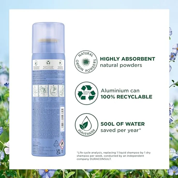 Klorane Volumizing Dry Shampoo mit Leins, Parabenen und Sulfatfrei, 90 ml – Bild 3