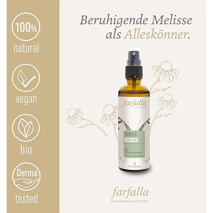 Farfalla Bio-Pflanzenwasser Kamille, 75ml hautberuhigendes Gesichtswasser für sensible Haut und Babypflege – Bild 2