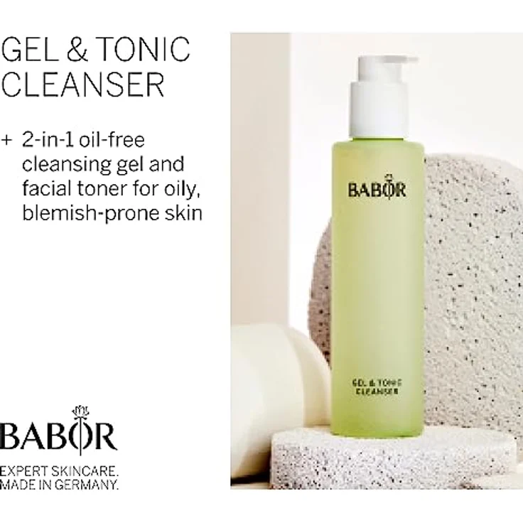 BABOR Gel & Tonic Cleanser für ölige und unreine Haut, Anti-Bakterielles Reinigungsgel und Gesichtswasser in einem, Vegane Formel, Gel & Tonic 2 in 1 , 1 x 200 ml – Bild 2