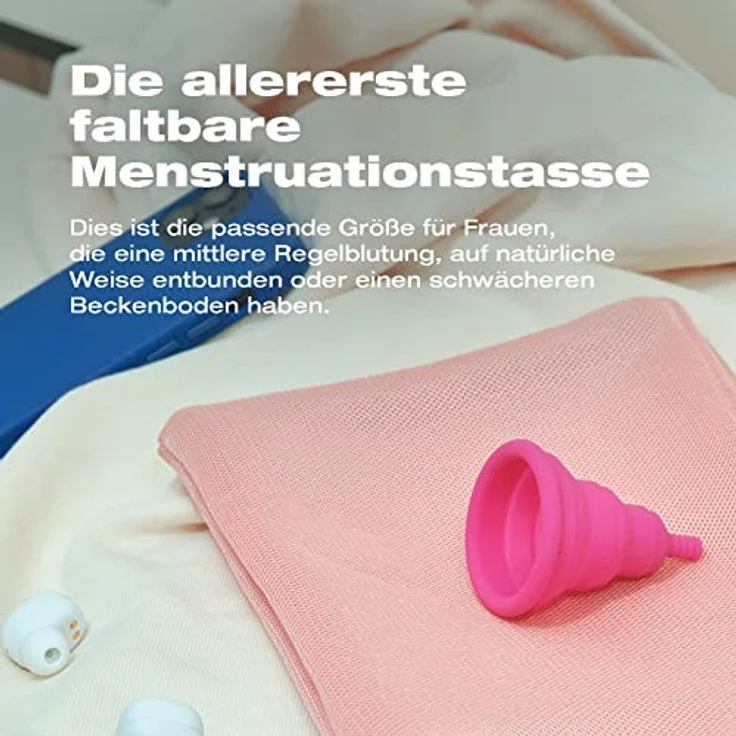 Intimina Lily Cup Compact B, Menstruationstasse 23 ml aus hypoallergenem Silikon, wiederverwendbar, für Sport und Schwimmen geeignet, inkl. Textilbeutel – Bild 2