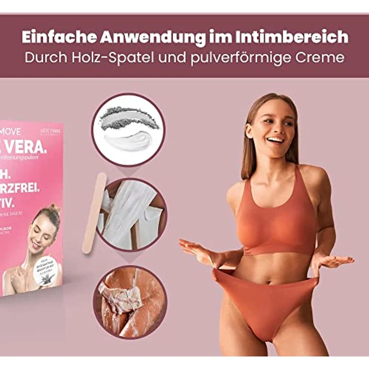 Capillum AMOVE Aloe Vera 300g Premium Enthaarungscreme Intimbereich Frau - sanftes Enthaarungspulver Frauen schmerzfreie Dusch-Intim Enthaarungscreme Frauen ohne Zusatzstoffe mit neutralem Geruch – Bild 3