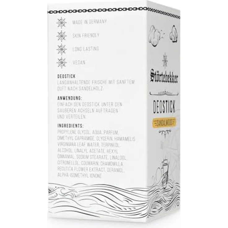 Störtebekker® Premium Deostick Sandelholz, 75g Herren Deodorant Stick ohne Aluminiumsalze, vegan, hautfreundlich, Made in Germany – Bild 5