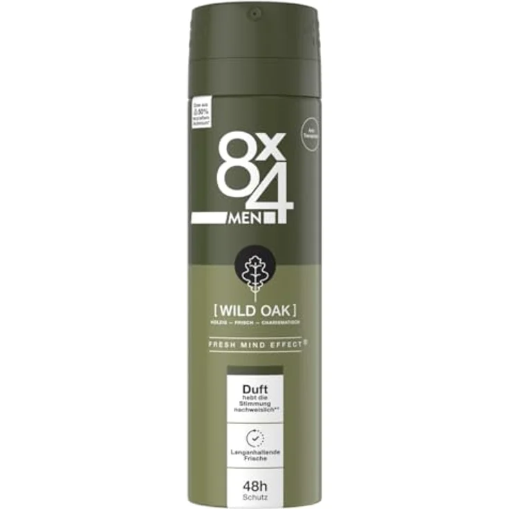 8X4 Men Wild Oak Deospray, Anti-Transpirant für Männer mit 48h Schutz, maskuliner holziger Duft, 150 ml – Bild 5