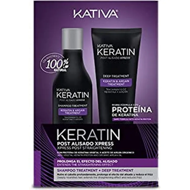 KATIVA KERATIN Post Alisado Xpress Shampoo Treatment + Deep Treatment - POST-Kit mit Keratin Shampoo 250 ml + 200 ml Maske mit pflanzlichem Keratin und Arganöl