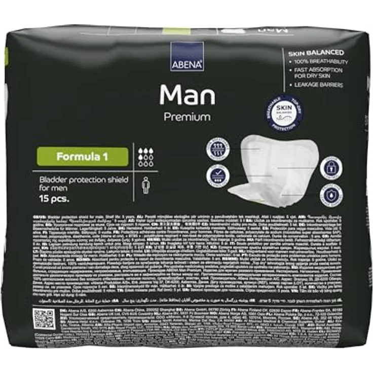 ABENA Man Formula 1 Premium Inkontinenzeinlagen für Herren, 450 ml Saugfähigkeit, anatomisch geformt – Bild 2