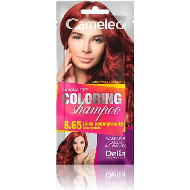 Delia Cosmetics Cameleo Pomegranate Coloring Shampoo, 40 ml, Tönungsshampoo für dezente Farbauffrischung in Juicy Pomegranate – Bild 1