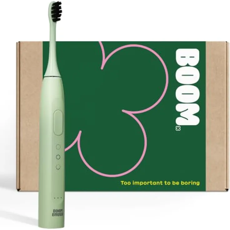 Boombrush Wave Schallzahnbürste (Grün) mit Schalltechnologie, inklusive Ersatzbürstenkopf und Ladekabel, für gründliche Reinigung und gesundes Zahnfleisch