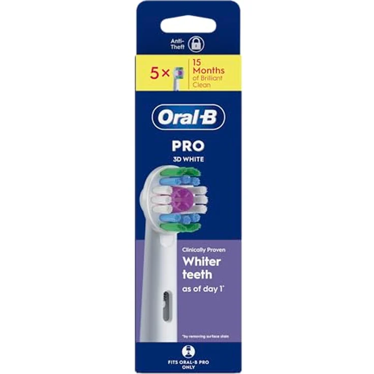 Oral-B Pro 3D White Zahnbürstenkopf, 5er Pack, mit exklusivem Polierbecher und X-förmigen Borsten, weiß – Bild 2