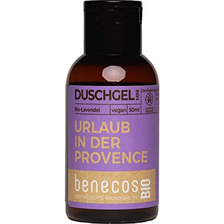 Benecos Lavendel Duschgel, Mini Reisegröße 50ml, 2er Pack mit Bio-Lavendelblütenauszug und Bio-Apfelsaft
