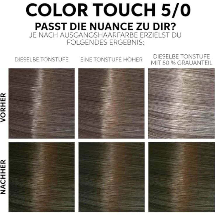 Wella Professionals Color Touch demi-permanente Haarfarbe ohne Ammoniak – Haarfärbemittel zur Farbauffrischung und Grauhaar-Abdeckung – Ansatz-Kit inkl. Haarmaske – 5/0 Light Brown (130 ml) – Bild 5
